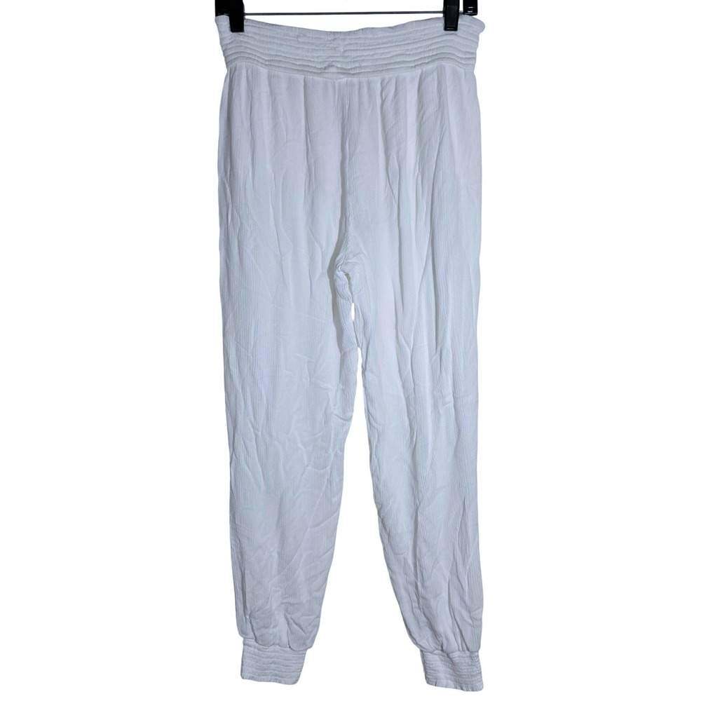 TART Jogger Pants Women L White Smocked Waist Viscose T7619S100 Good - Picture 4 of 8